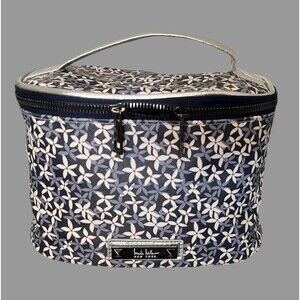 Nicole Miller NY Blue Floral Cosmetic Bag Travel Toiletry Case Makeup 9x6x6
